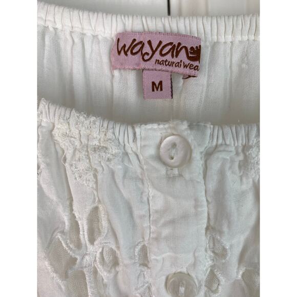 Wayan Natural Wear Women's Size M White Cotton Eyelet Boho Babydoll Dress - Picture 3 of 7